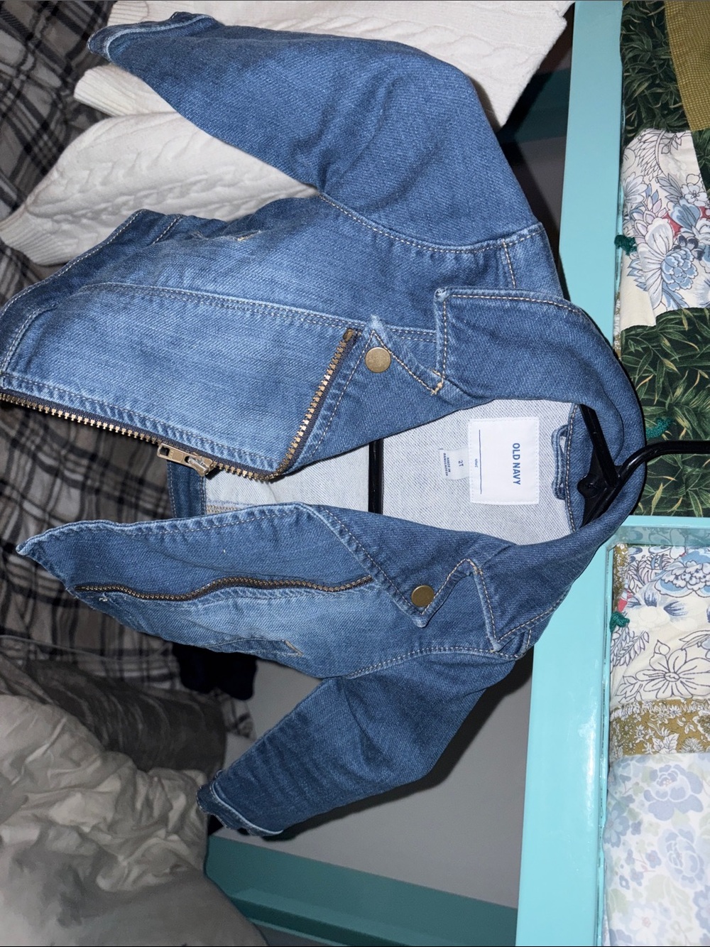 Old Navy Light Blue Denim Moto Jacket